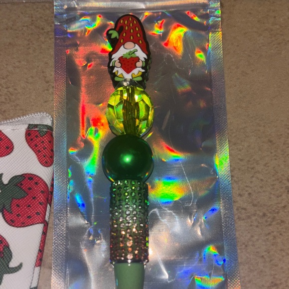 Strawberry Print Pouch and Pen Set - Picture 3 of 7